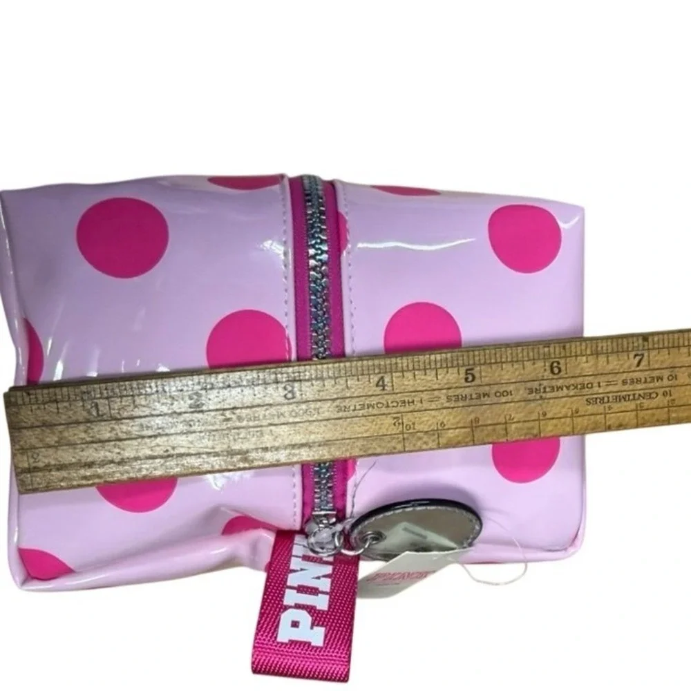 Victoria's Secret PINK Polka Dot Makeup Bag Pink Holographic Logo NWT